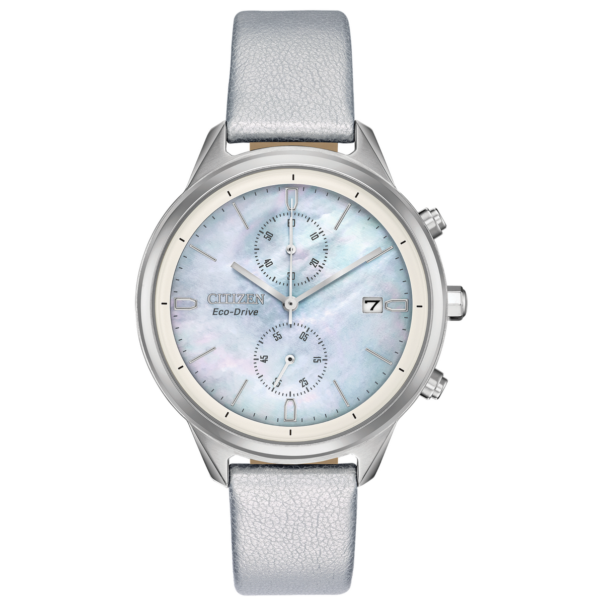 Citizen Eco Drive Silver Tone Chandler Watch with Mother of Pearl Dial FB2000-03D