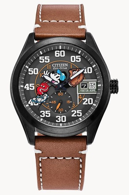 Citizen Eco Drive Mickey Sport Baseball Brown Leather Watch BV1089-05W