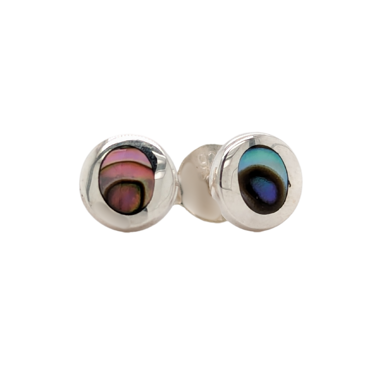 Sterling Silver Round Abalone Stud Earrings