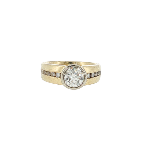 Estate 18kt/14kt Two Toned Bezel Old Euro Cut Diamond 1.15ctw M SI