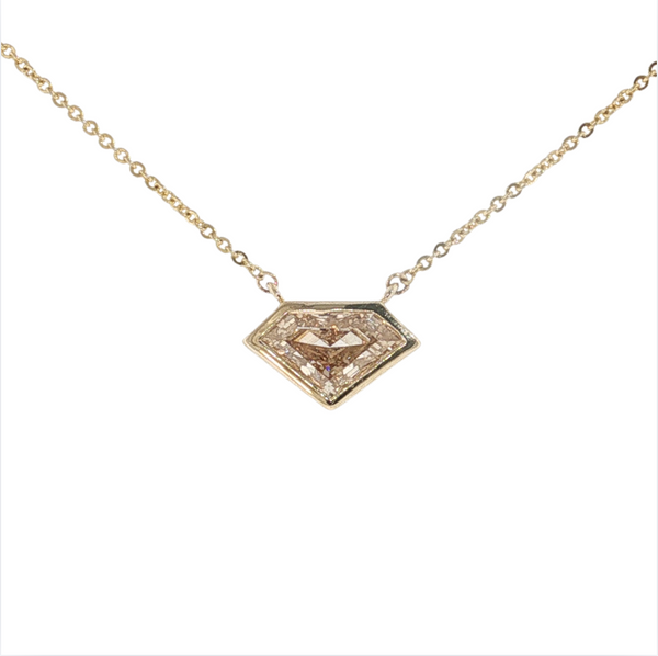 Estate 14kt Yellow Gold 1.02ct Fancy Brown VS1 Shield Necklace Adjustable 16iin-18in