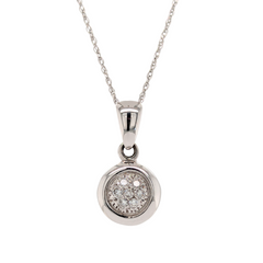 18K Pave Diamond Circle Pendant with 14K Loose Rope Chain