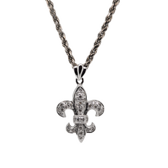 Estate: 10K White Gold Fleur de Lis Necklace