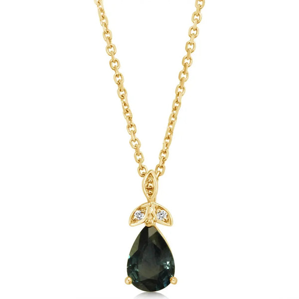 14K YG .95CT PS MONTANA SAPPHI