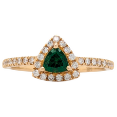 14K Yellow Gold Trillian Tsavorite Garnet Diamond Halo Ring