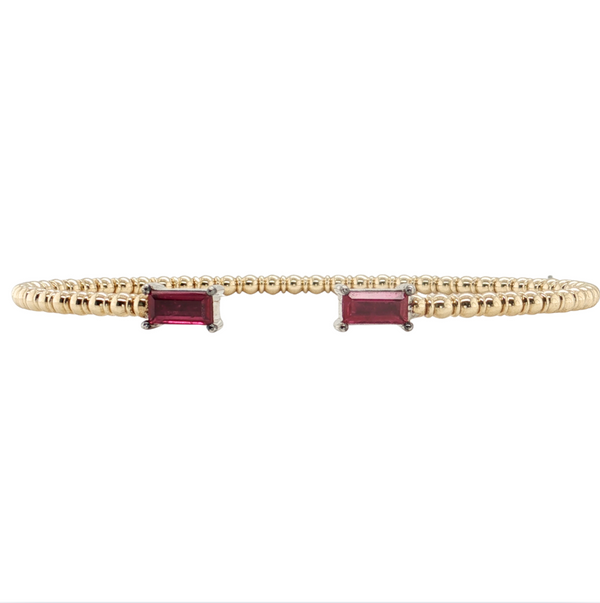 14kt Two Toned 1.10ctw Ruby Flex Bangle