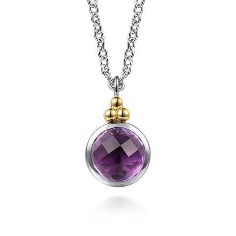 Bujukan Sterling Sliver 14kt Yellow Gold 8.56ct Amethyst 18in.