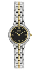 Ctitizen Eco Drive Corso Two Tone Watch with Black Dial EW9334-52E