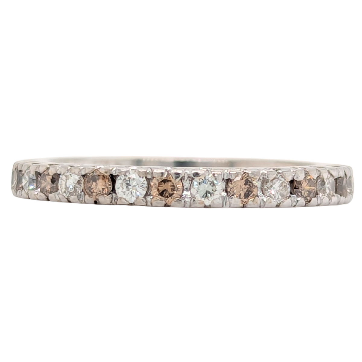 Estate: 18K White Brown + White Diamond Eternity Ring