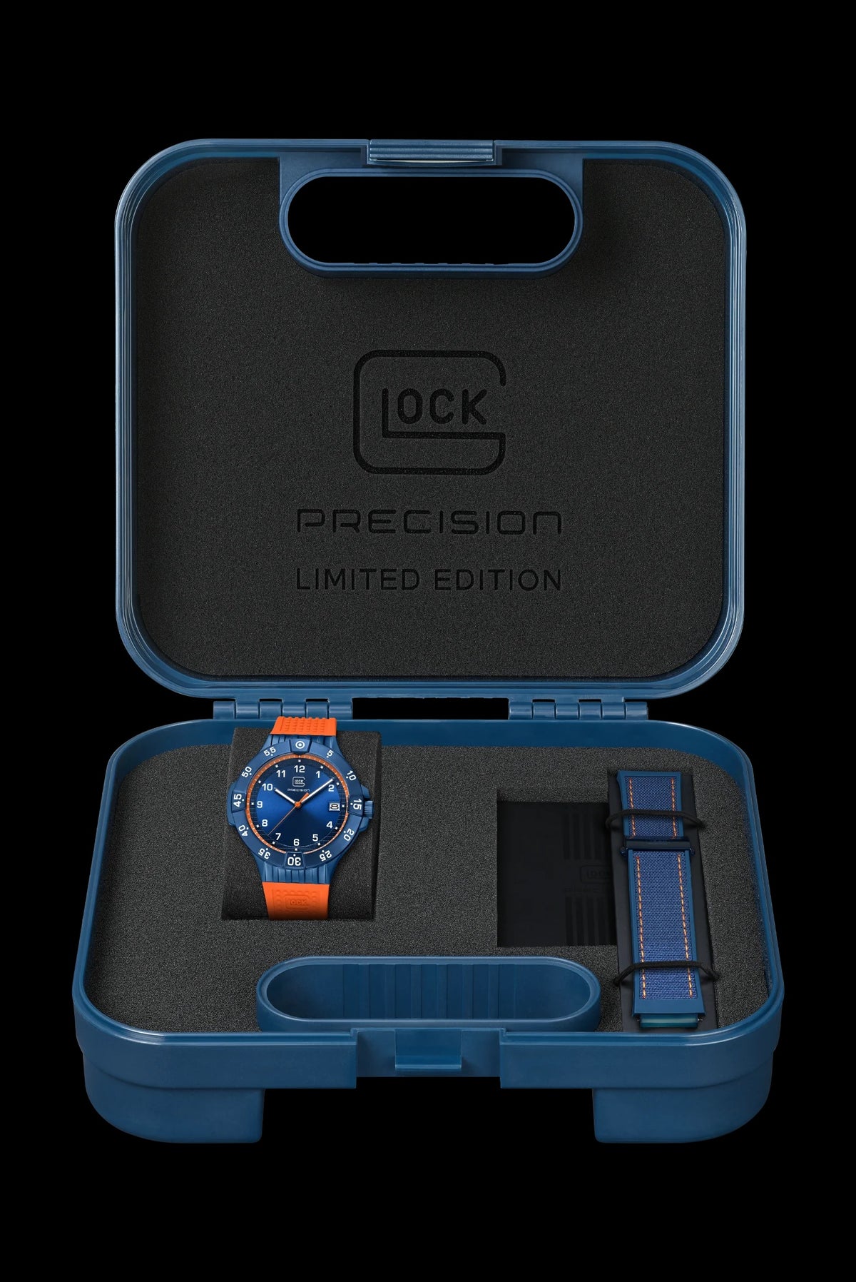 GLOCK GW-15-8-22 Limited Edition Orange Strap Blue Case Watch