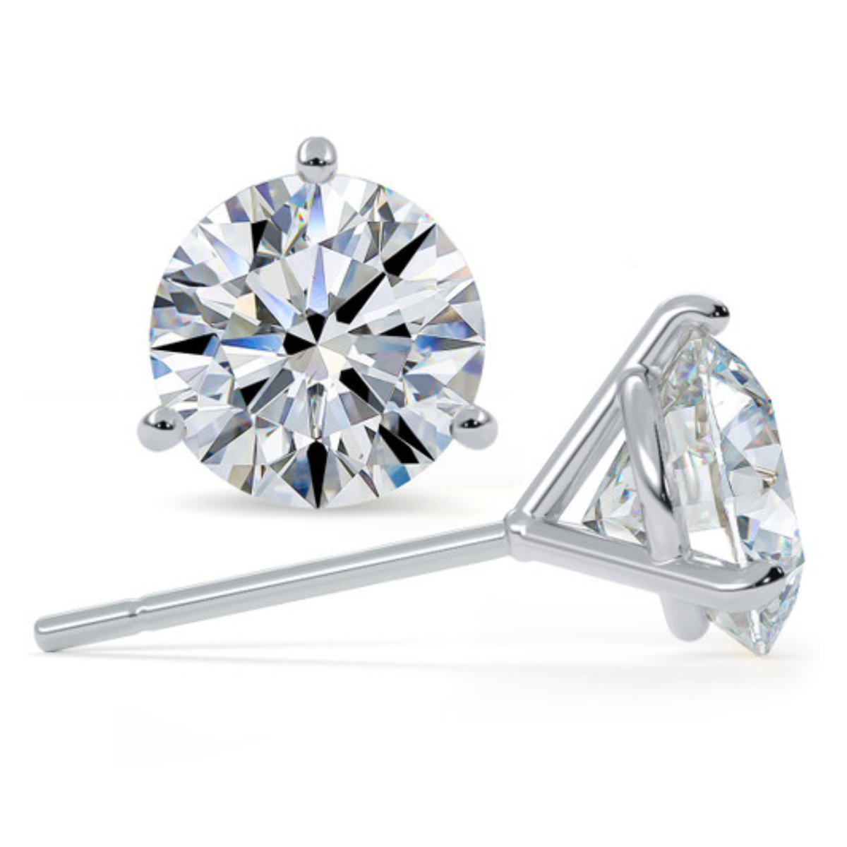 14K White Gold 1.80CTW GIA Certified Brilliant Diamond Stud Earrings