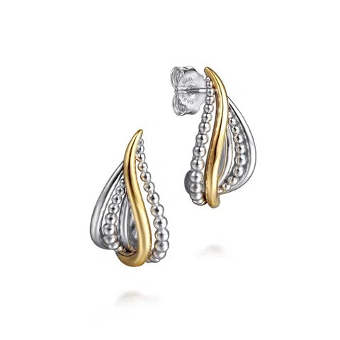 Bujukan Sterling & Yellow Gold J Hoop Earrings