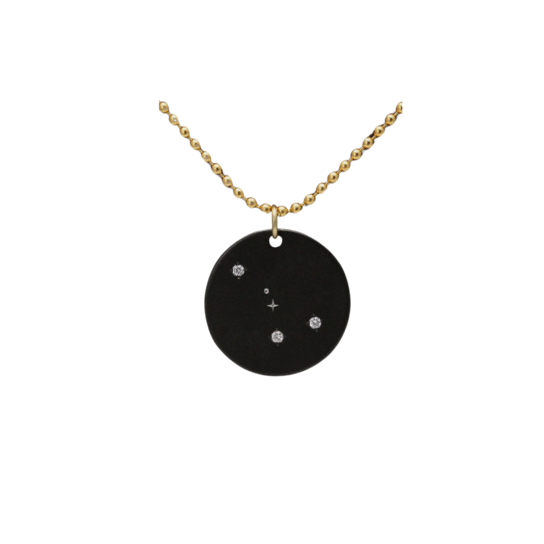 Zirconium Zodiac Cancer Lab Grown Diamond Disc Necklace with Gold Filled Chain