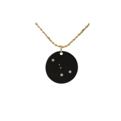 Zirconium Zodiac Cancer Lab Grown Diamond Disc Necklace with Gold Filled Chain