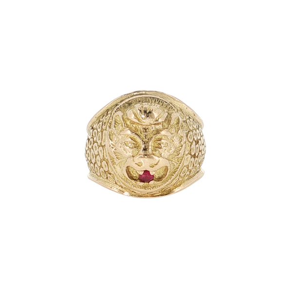 Estate 18kt Yellow Gold Amulet Ruby Ring