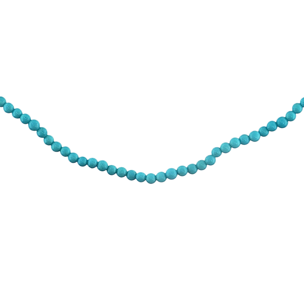 18kt Yellow Gold 2.5mm 14.91ctw Turquoise Bead Necklace 17in