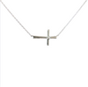 14kt White Gold .02ct Diamond Sideways Cross Necklace Adjustable to 18in