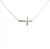 14kt White Gold .02ct Diamond Sideways Cross Necklace Adjustable to 18in