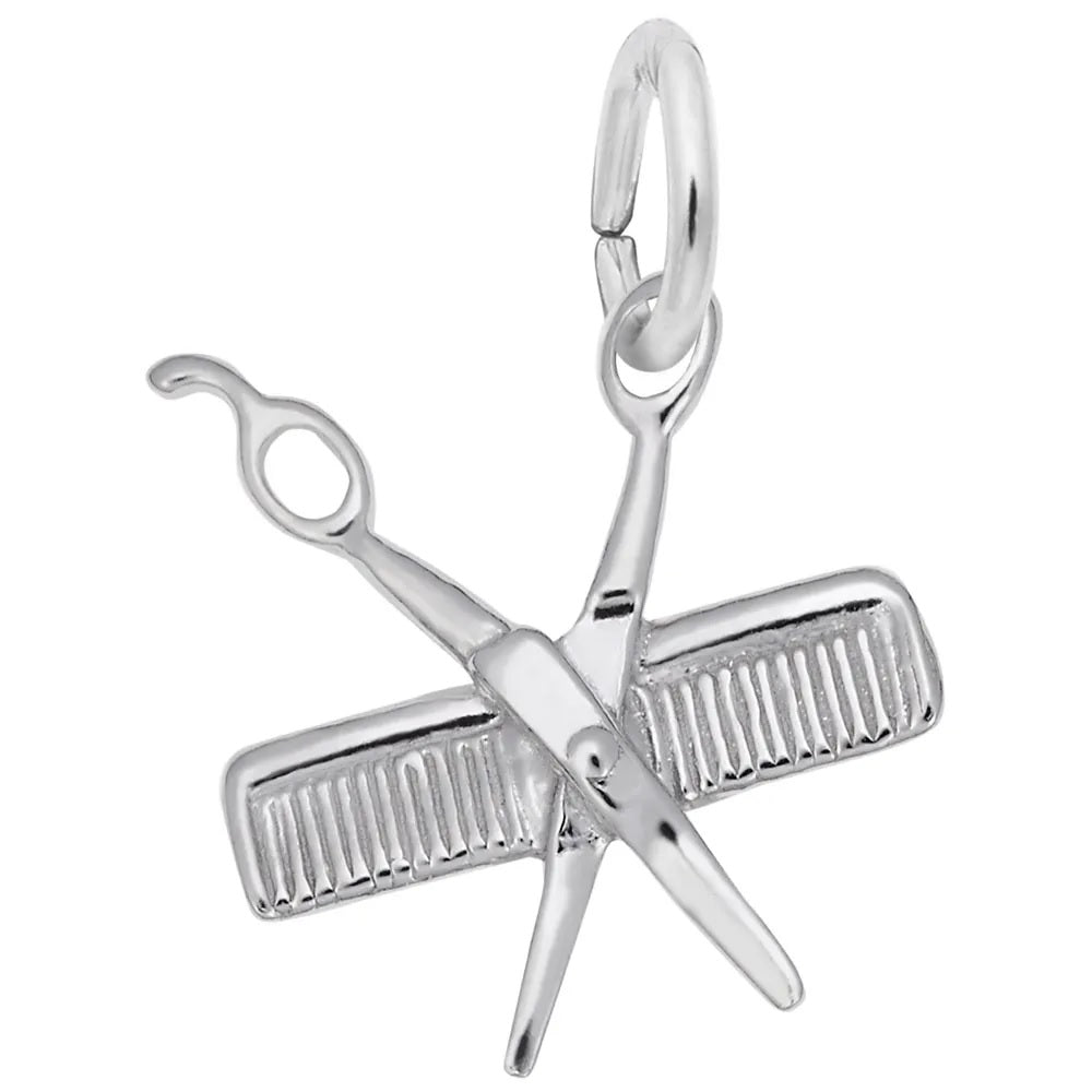 Sterling Silver Comb & Sisscors Charm.
