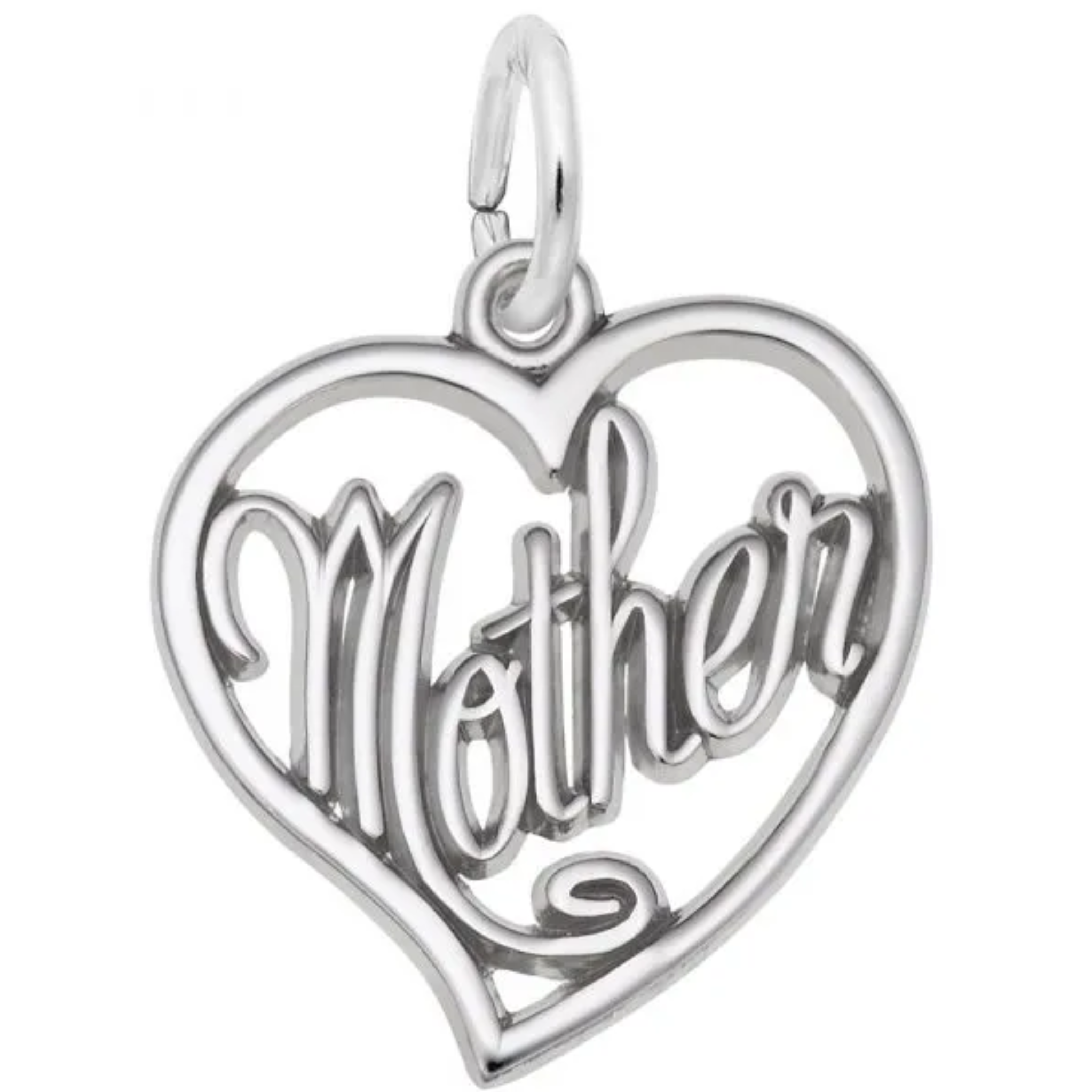 Sterling Silver Mother Open Heart Charm