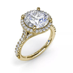 14K Yellow Gold Diamond Striking Round Brilliant Diamond engagement Ring