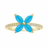18K Yellow Gold Turquoise Flower Ring.