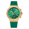 GLOCK GW-37-2-24 Goldtone and Green Silicone Strap Watch
