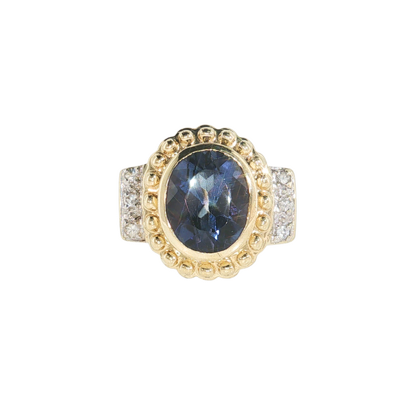14KY 3CT TOPAZ DIA RING