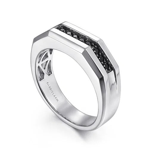 Sterling Silver Black Spinel Men's Band