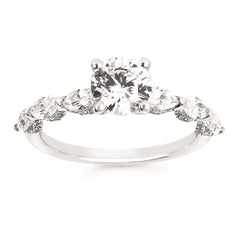 14K White Gold Marquise Diamond Engagement Semi-Mount Ring