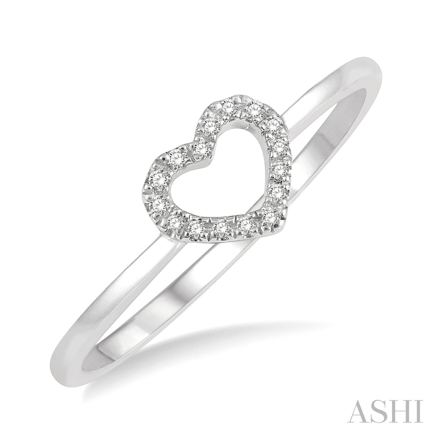 10K White Gold Diamond Heart Ring .05CTW