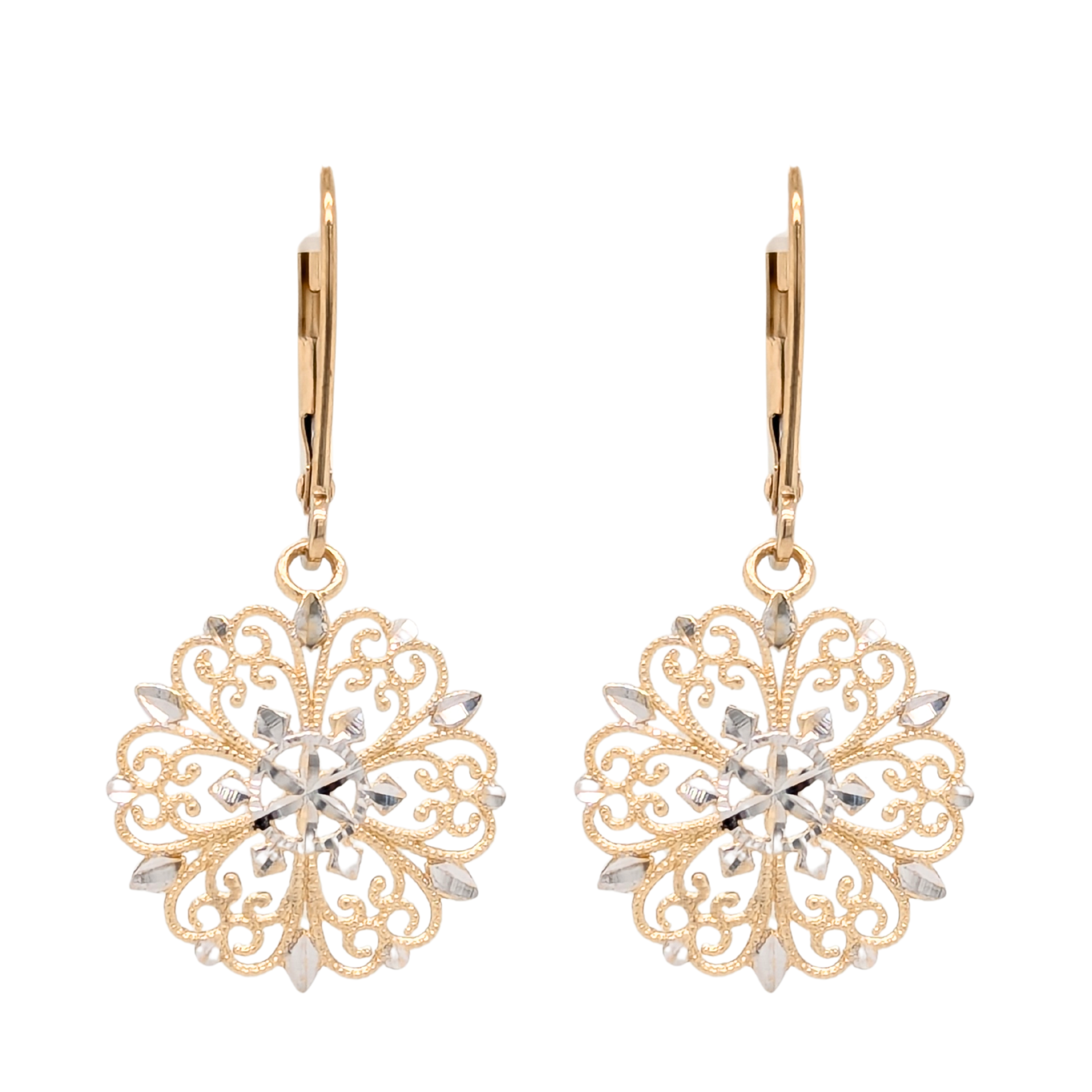 Estate 14kt Two Toned Filagree Earrings