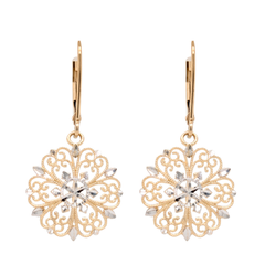 Estate 14kt Two Toned Filagree Earrings