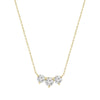 18K Yellow Gold Three Stone Diamond Necklace