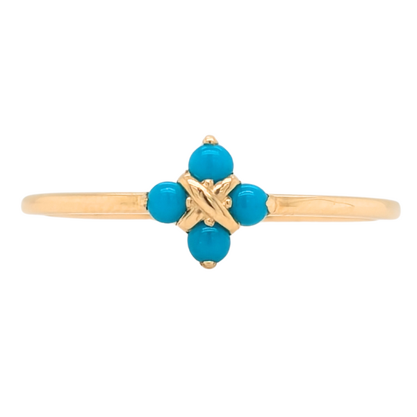 18K Yellow Gold Quadruple Turquoise Ring