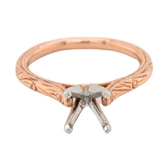 14K Rose Gold Sculptural Solitaire Cathedral Engagement Ring