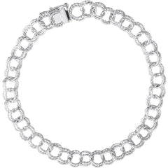 Sterling Silver Double Link Twisted Charm Bracelet