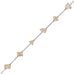 14K Mixed Shape Yellow Diamond Bracelet with White Diamond Accents 5.19CTW 7in