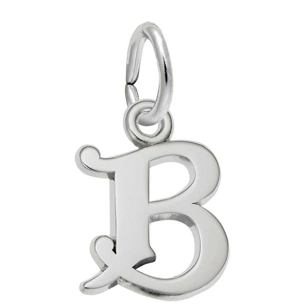 Sterling Silver Initial B Curly Charm