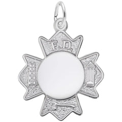 Sterling Silver Fire Department Badge Charm