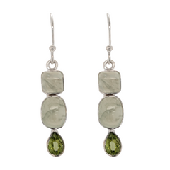 Sterling Silver Prehnite Earrings with Peridot