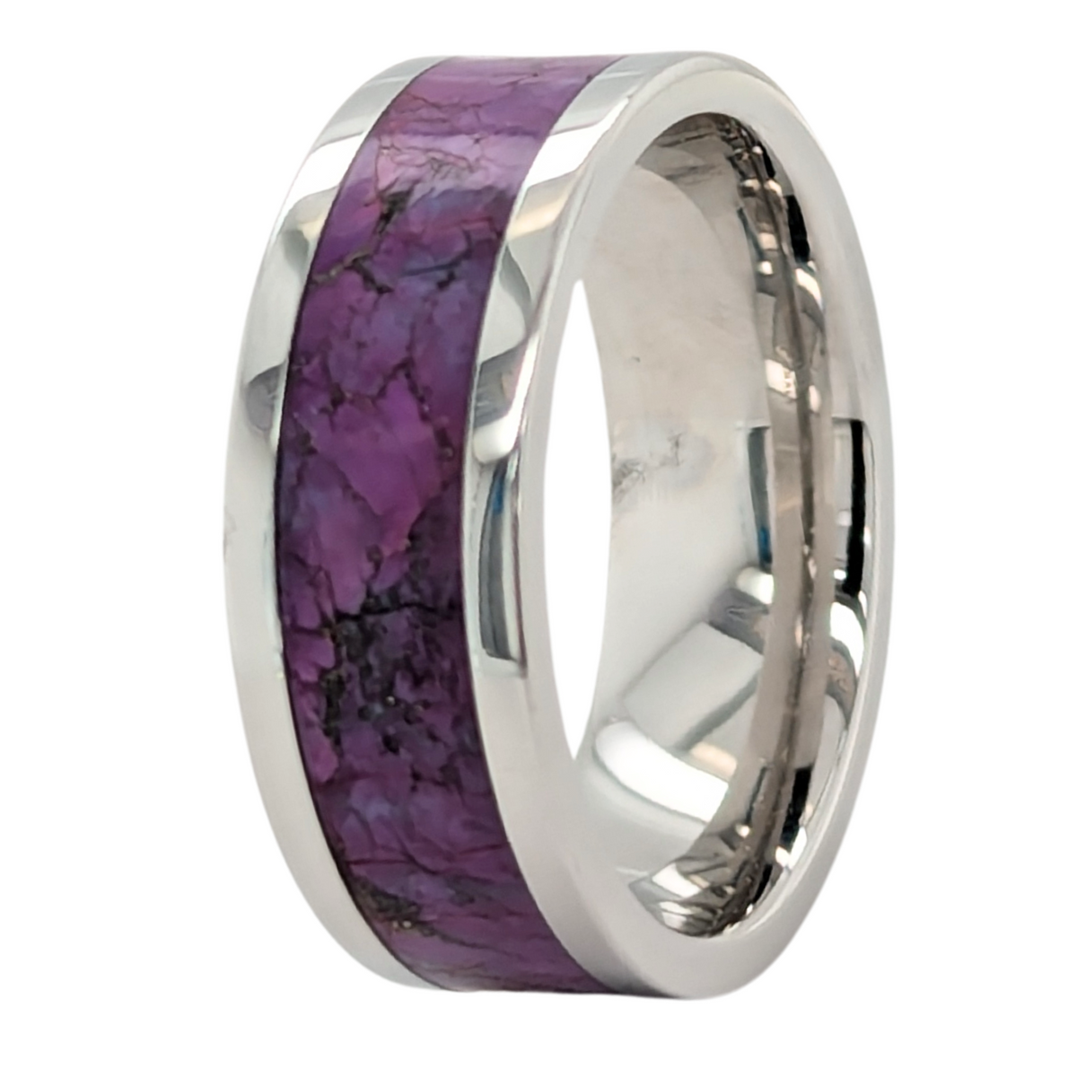 Cobalt Purple Turquoise 8MM Inlay Ring - Size 10