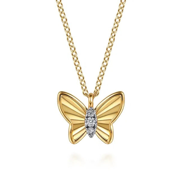 14K YG .03CTW G-H SI+ BUTTERLF