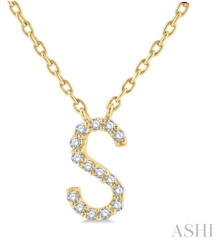 10K Gold "S" Diamond Initial Necklace