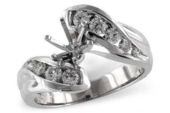 14K White Gold Curved Channel Set Diamond Engagement Ring Semi-Mount
