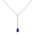 18K White Gold Pear Shape Sapphire Linear Drop Necklace with Diamonds
