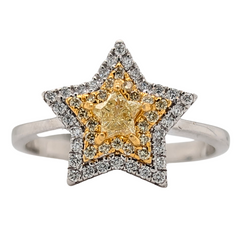 14K 1/2CTW Natural Yellow Star Diamond Halo Ring