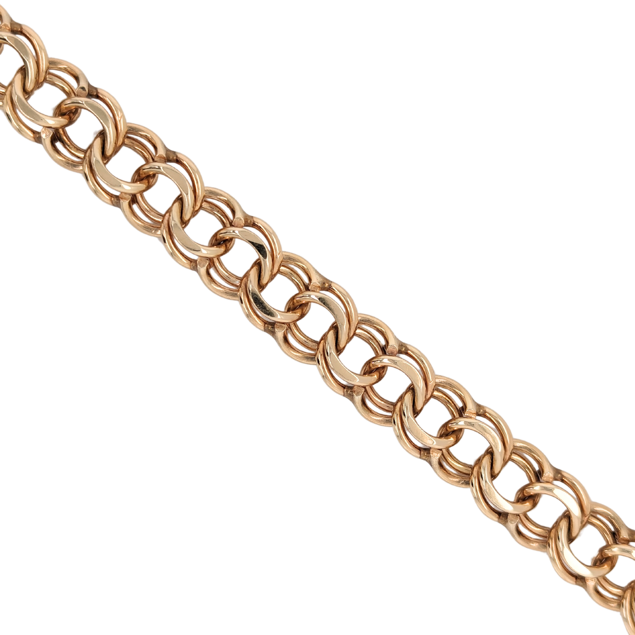 Estate: 14K Gold Solid Double Link Bracelet 8"