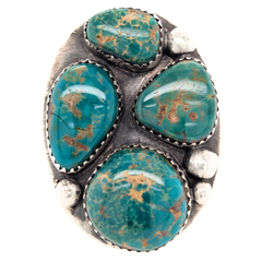 Estate: Sterling Silver Royston Turquoise Multi-Gem Ring
