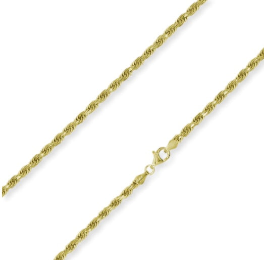 Stellari Sterling Silver with 18K Gold Plating Chain 3.25MM Rope 24"